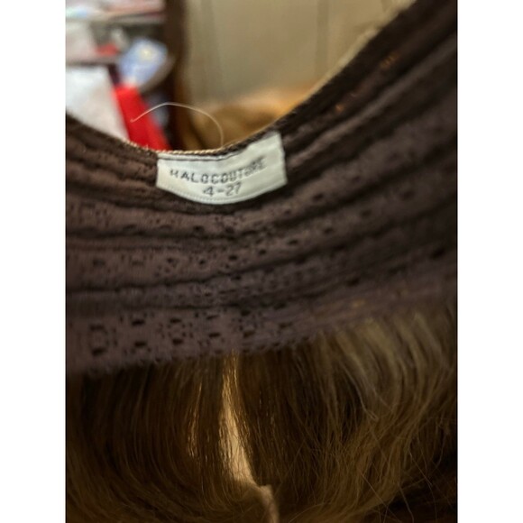 Halo couture hair extensions halo wire 16” color 4/27 medium brown w highlights